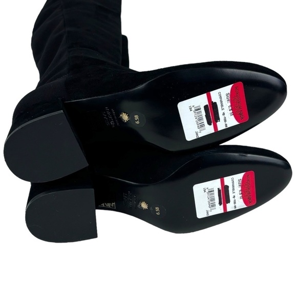 STUART WEITZMAN 5050 YULIANA 60MM BLACK SUEDE LEATHER STRETCH KNEE HIGH BOOTS - Picture 11 of 15